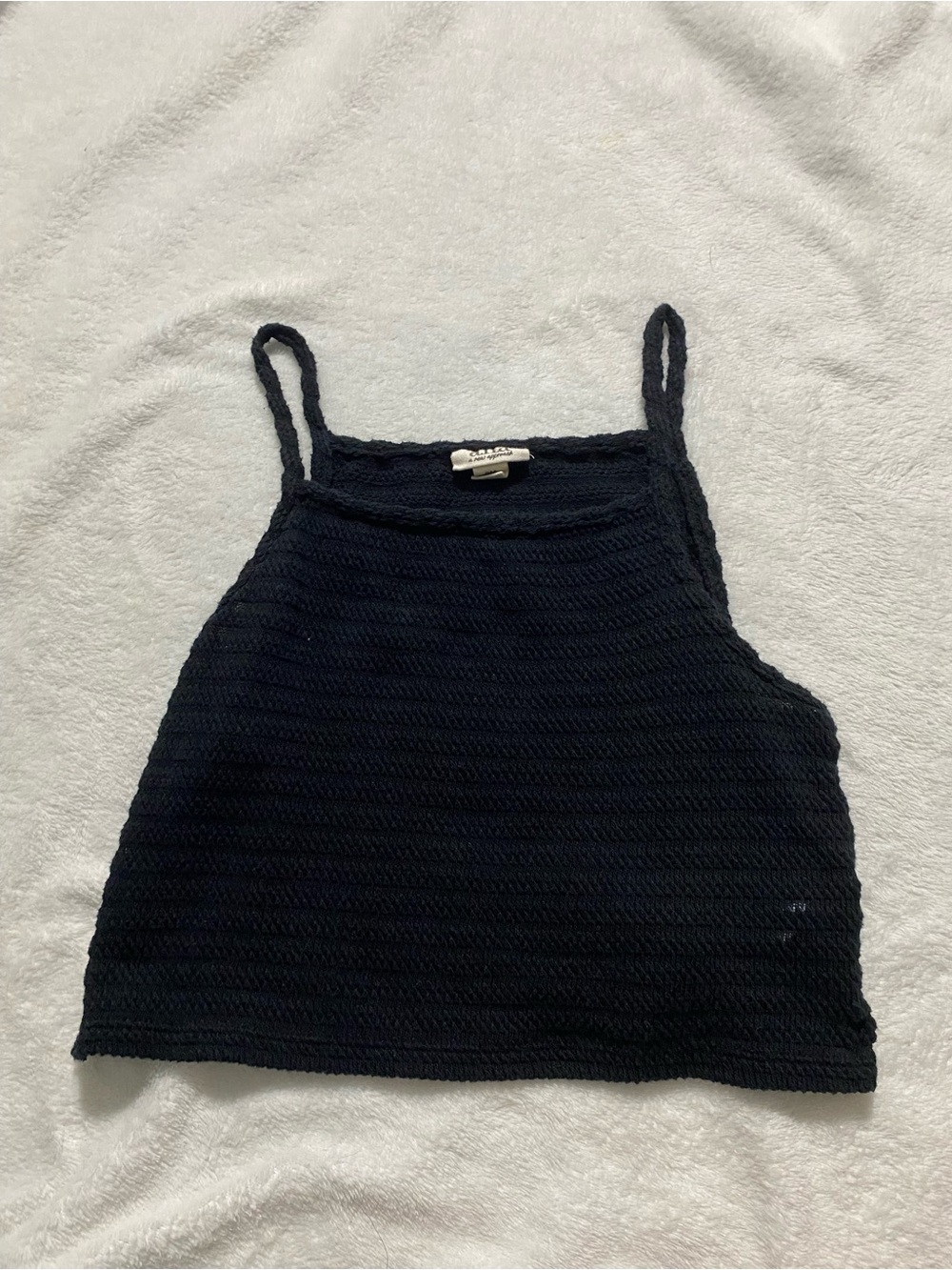 a.n.a Black Knit Spaghetti Strap Crop Camisole
